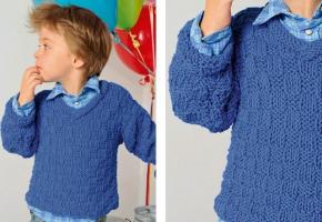 Pleteni džemper za dječaka: model, uzorci, opis i dijagram